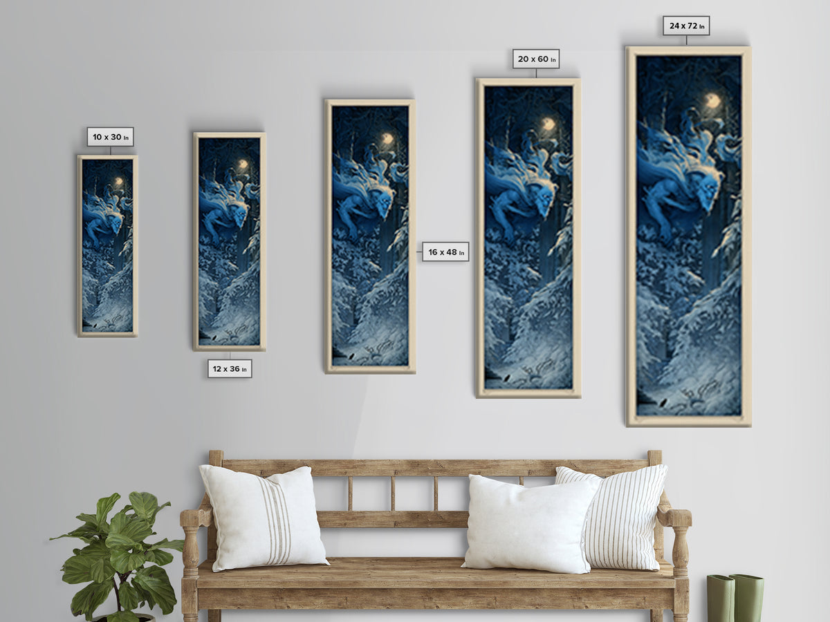 The Frost Goblin, Gothic Engraving Art, Tall Narrow Wall Art, Gothic Horror Wall Art, Framed Canvas Print, Halloween Wall Art