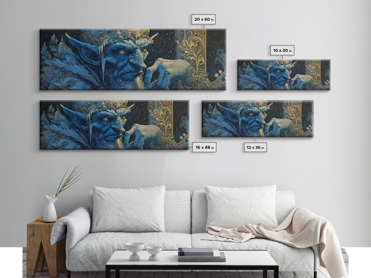 The Frost Goblin, Ornate Symbolist Art, Extra Wide Wall Art, Macabre Wall Art, Framed Canvas Print, Halloween Wall Art