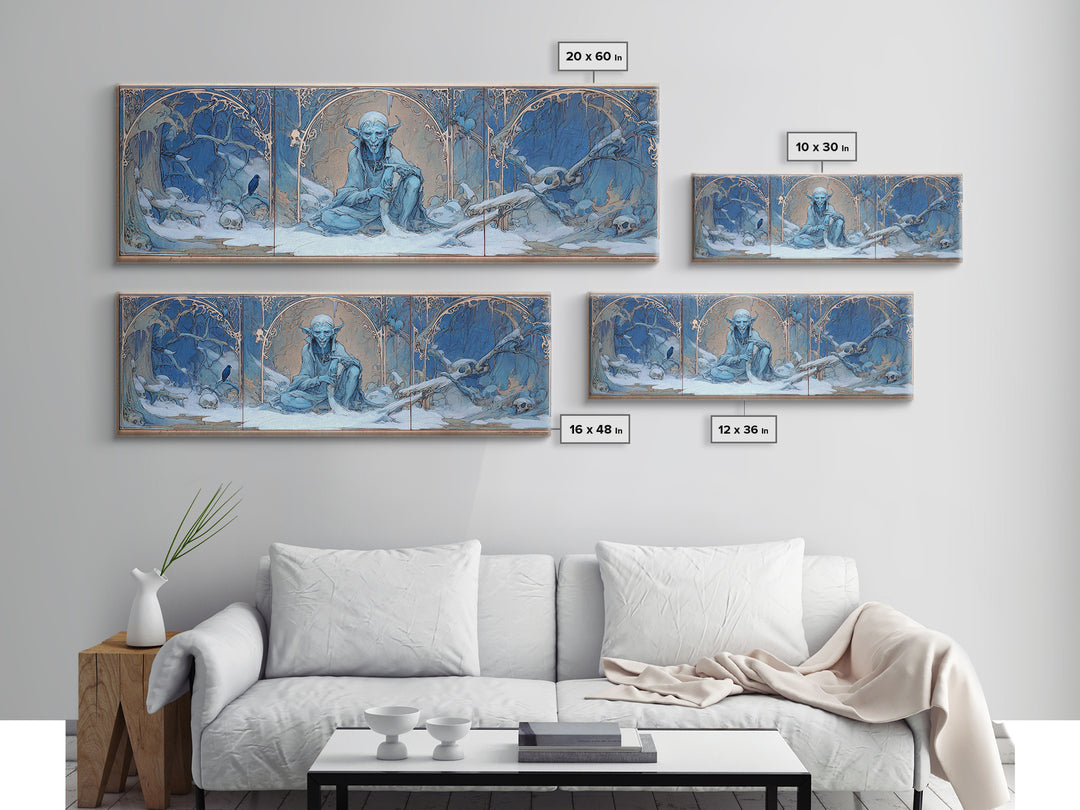 The Frost Goblin, Decadent Gothic Art, Extra Wide Wall Art, Macabre Wall Art, Framed Canvas Print, Halloween Wall Art