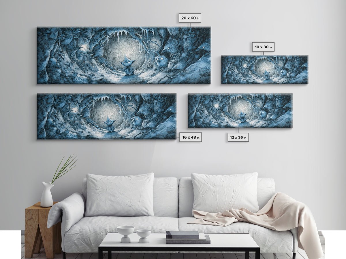 The Frost Goblin, Expressionist Nightmare Art, Extra Wide Wall Art, Dark Halloween Decor, Canvas Print, Halloween Wall Art