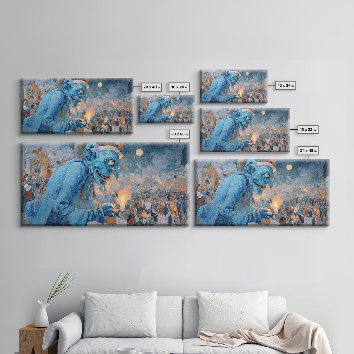 The Frost Goblin, Grotesque Carnival Art, Wide Panoramic Art, Gothic Horror Wall Art, Canvas Print, Halloween Wall Art