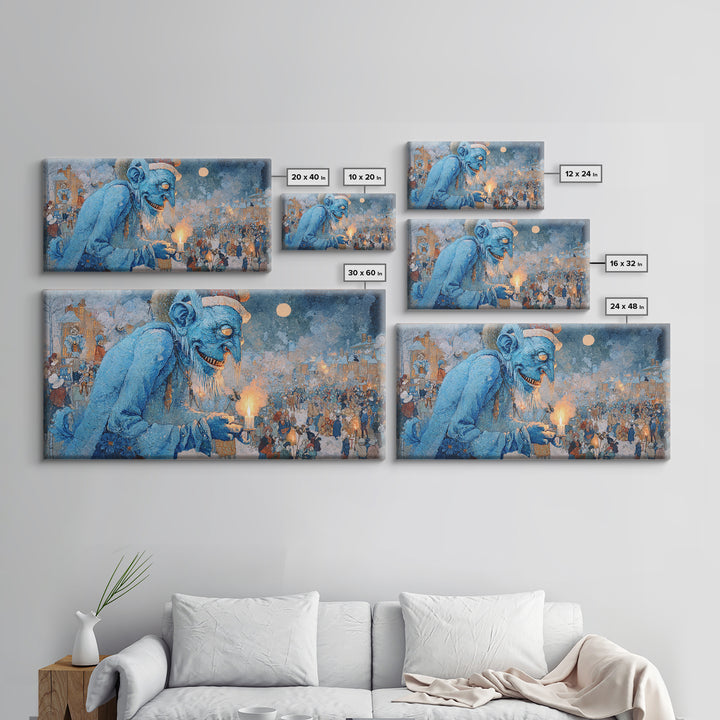 The Frost Goblin, Grotesque Carnival Art, Wide Panoramic Art, Gothic Horror Wall Art, Canvas Print, Halloween Wall Art