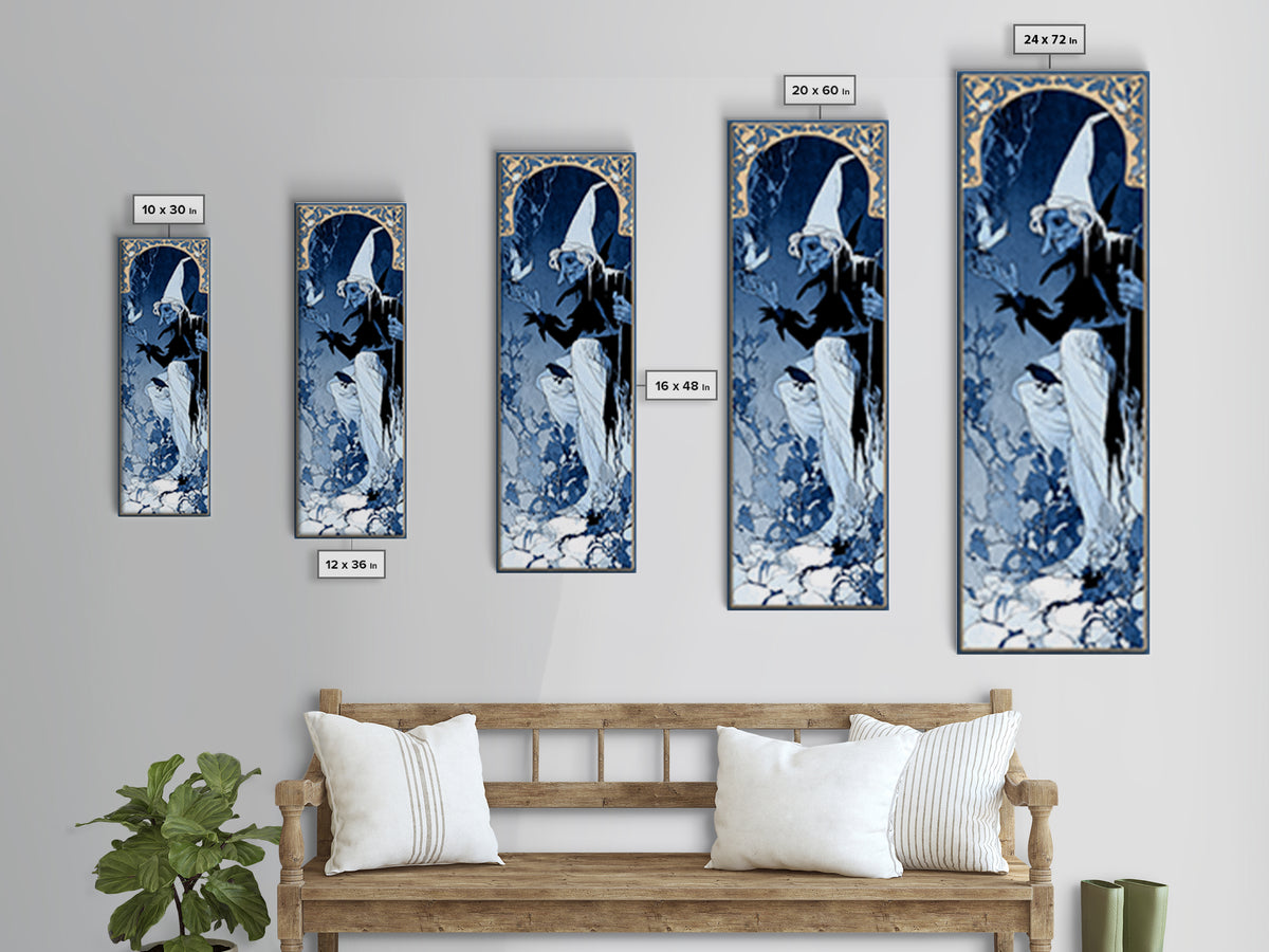 The Frost Goblin, Decadent Line Art, Tall Narrow Wall Art, Dark Fantasy Wall Art, Canvas Print, Halloween Wall Art
