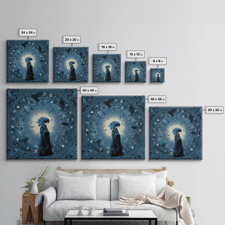 The Frost Goblin, Macabre Folk Print Art, Square Wall Art, Macabre Wall Art, Canvas Print, Halloween Wall Art, Halloween Decor