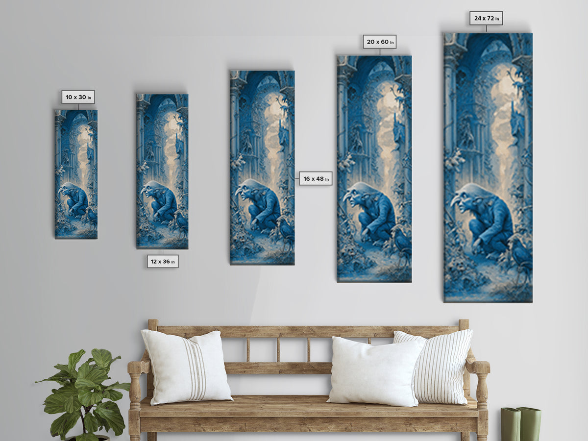 The Frost Goblin, Surreal Apocalyptic Art, Tall Narrow Wall Art, Dark Halloween Decor, Canvas Print, Halloween Wall Art