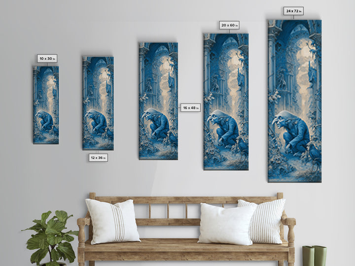 The Frost Goblin, Surreal Apocalyptic Art, Tall Narrow Wall Art, Dark Halloween Decor, Canvas Print, Halloween Wall Art