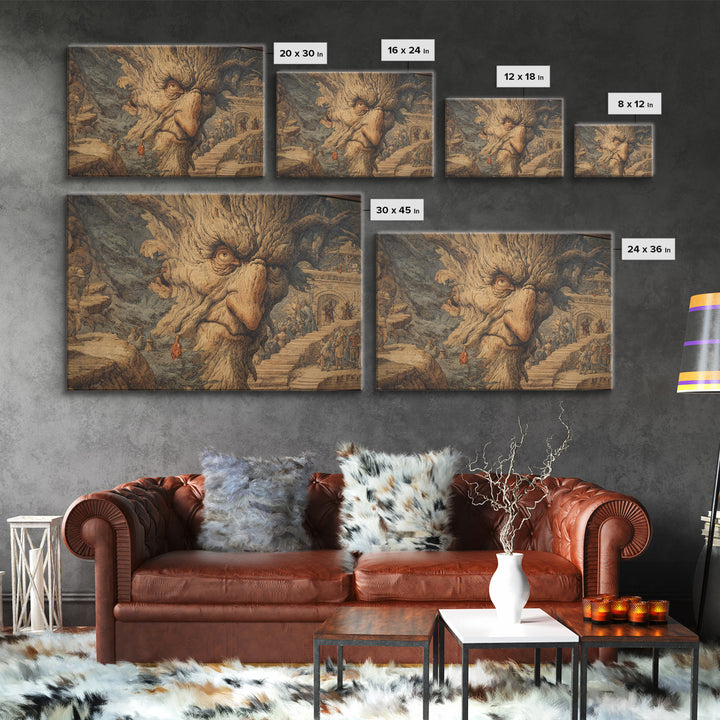 The Hollow-Tree Monster, Medieval Grotesque Art, Landscape Wall Art, Gothic Horror Wall Art, Canvas Print, Halloween Wall Art