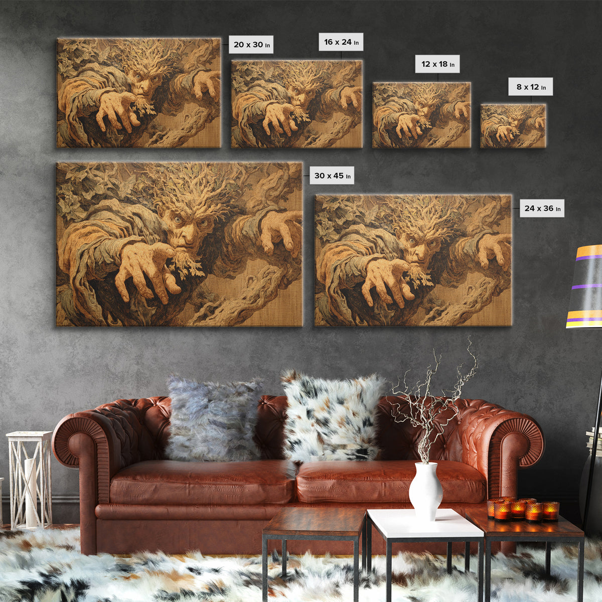 The Hollow-Tree Monster, Dark Renaissance Art, Landscape Wall Art, Gothic Horror Wall Art, Framed Canvas Print