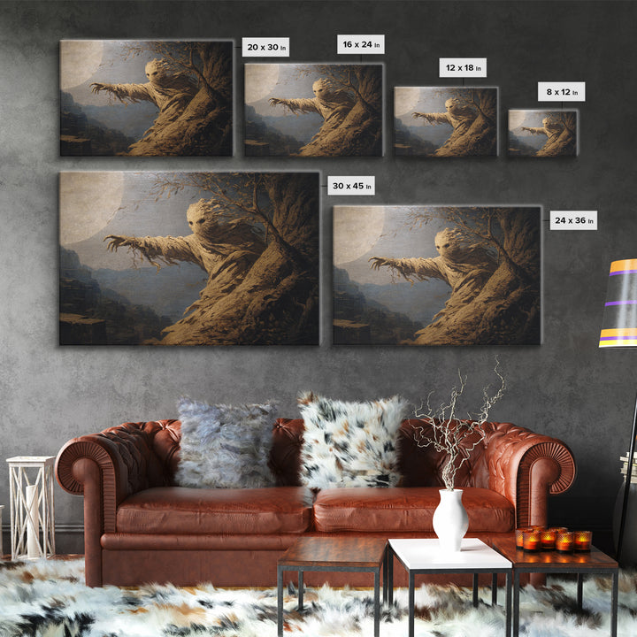 The Hollow-Tree Monster, Romantic Gothic Landscape, Landscape Wall Art, Dark Fantasy Wall Art, Framed Canvas Print