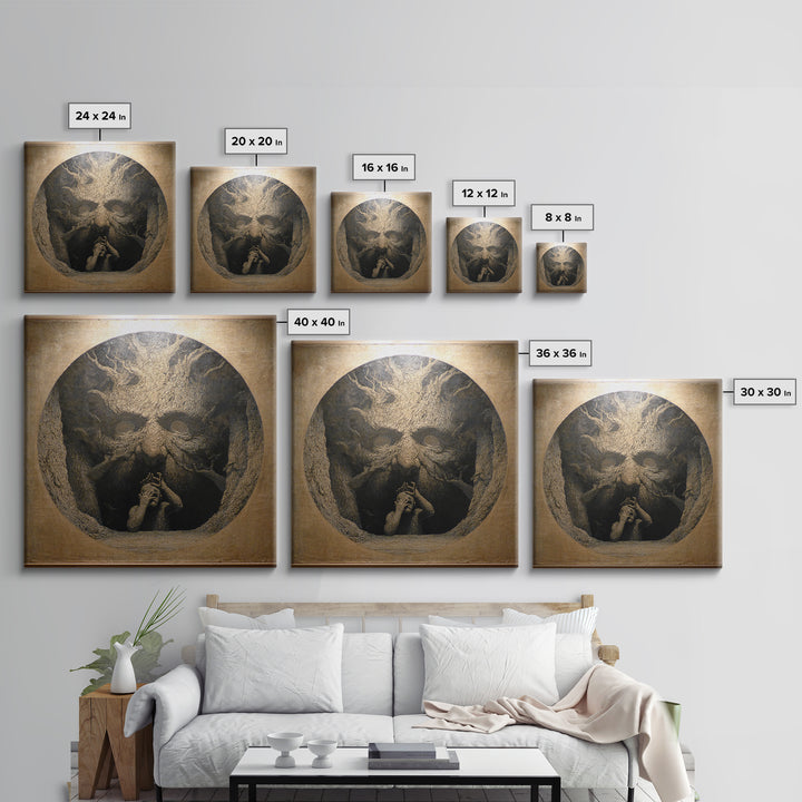 The Hollow-Tree Monster, Symbolist Dream Art, Square Wall Art, Macabre Wall Art, Framed Canvas Print, Halloween Wall Art