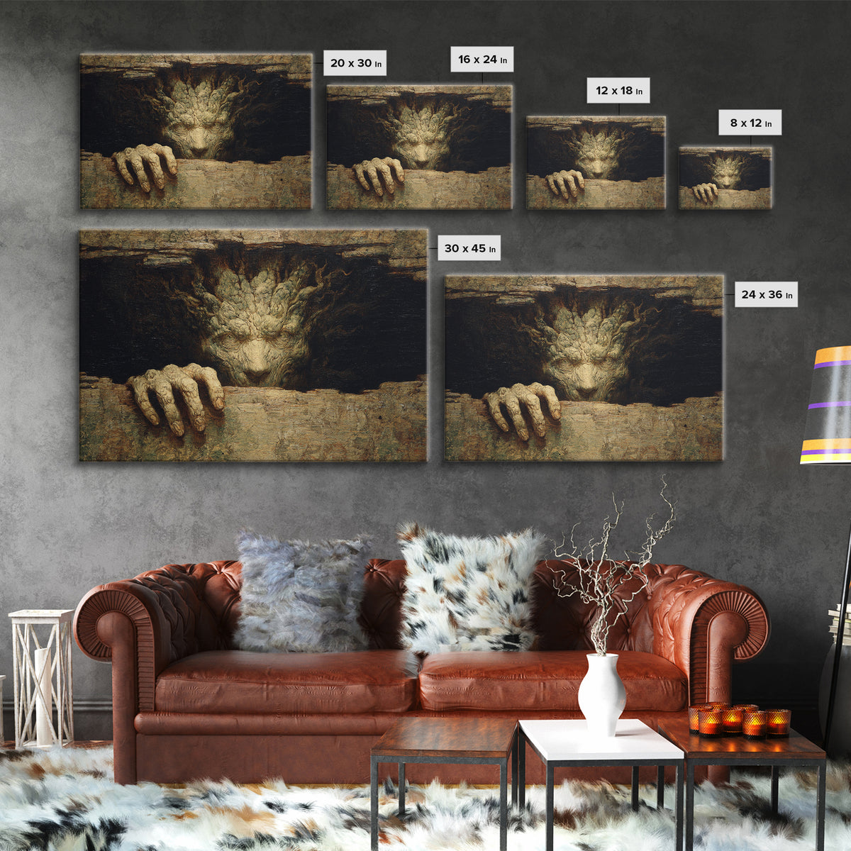 The Hollow-Tree Monster, Symbolist Gothic Landscape, Landscape Wall Art, Dark Fantasy Wall Art, Framed Canvas Print, Halloween Wall Art