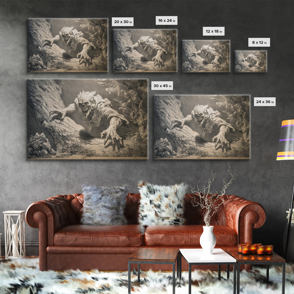 The Hollow-Tree Monster, Decadent Gothic Art, Landscape Wall Art, Gothic Horror Wall Art, Canvas Print, Halloween Wall Art