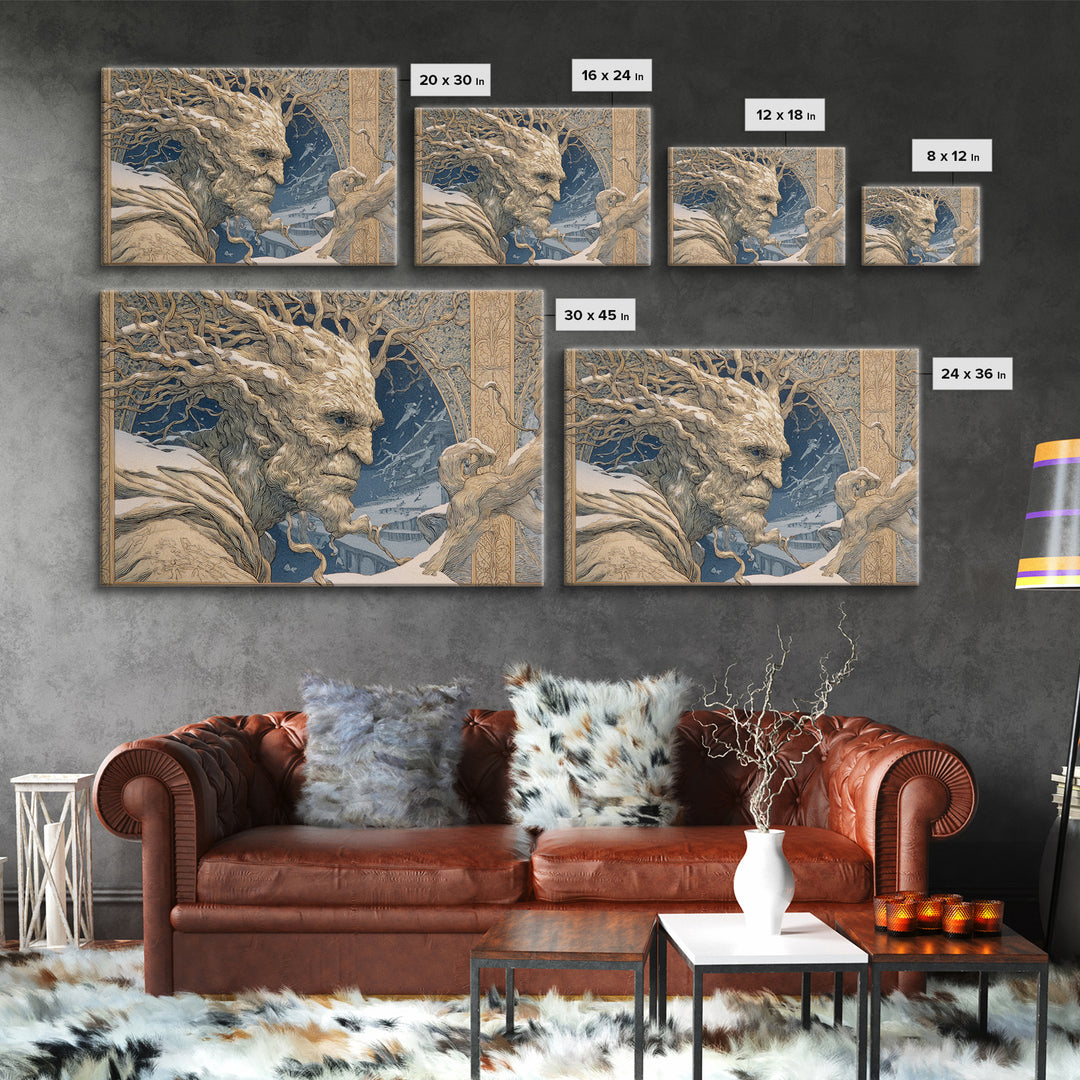 The Hollow-Tree Monster, Symbolist Death Art, Landscape Wall Art, Dark Halloween Decor, Canvas Print, Halloween Wall Art