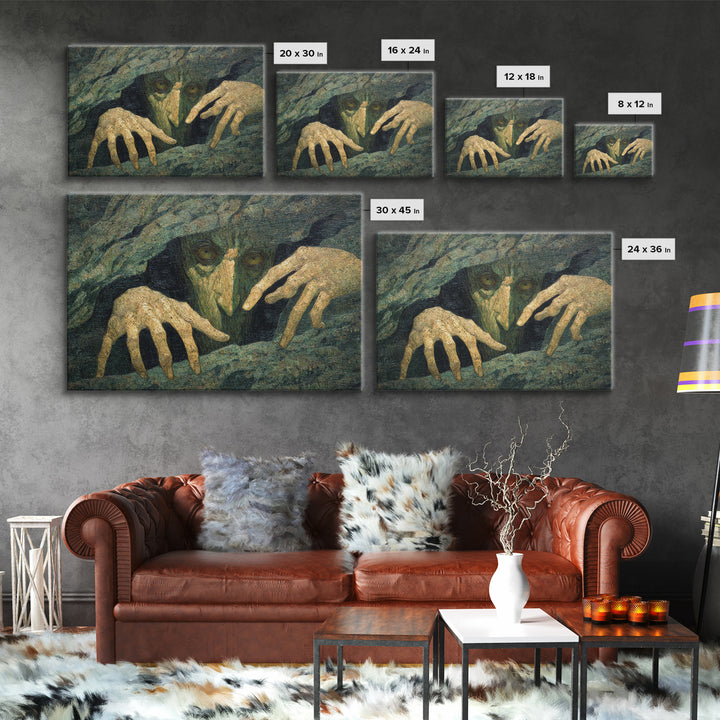 The Hollow-Tree Monster, Dark Symbolist Art, Landscape Wall Art, Dark Fantasy Wall Art, Canvas Print, Halloween Wall Art