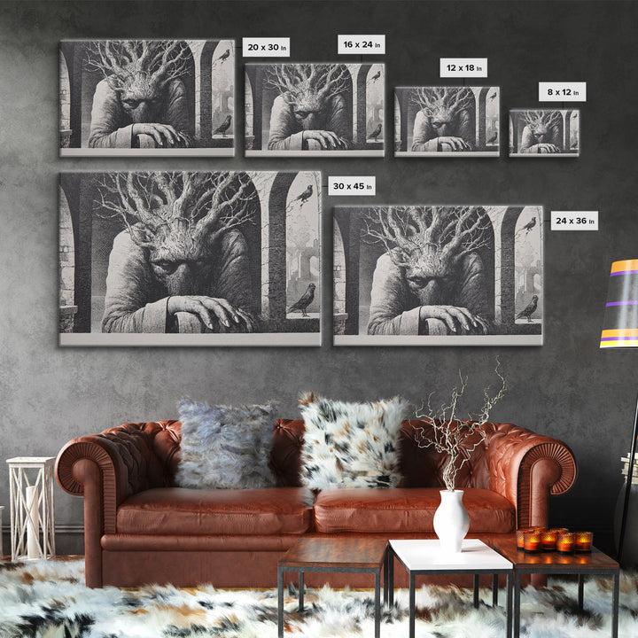 The Hollow-Tree Monster, Victorian Macabre Art, Landscape Wall Art, Macabre Wall Art, Canvas Print, Halloween Wall Art