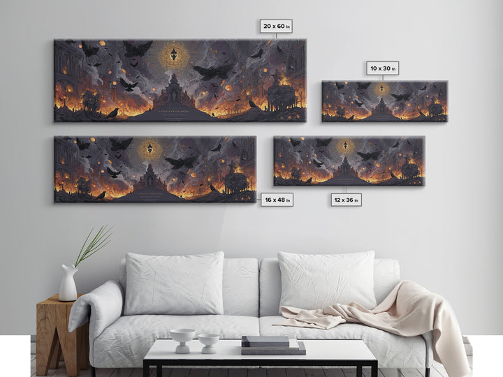 The Crossroads Spirit, Apocalyptic Romantic Art, Extra Wide Wall Art, Dark Halloween Decor, Canvas Print, Halloween Wall Art