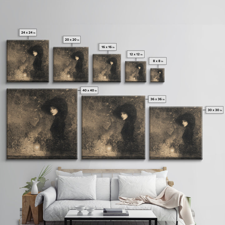 The Crossroads Spirit, Symbolist Dream Art, Square Wall Art, Dark Fantasy Wall Art, Canvas Print, Halloween Wall Art