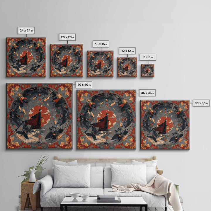 The Crossroads Spirit, Dark Symbolist Art, Square Wall Art, Macabre Wall Art, Framed Canvas Print, Halloween Wall Art