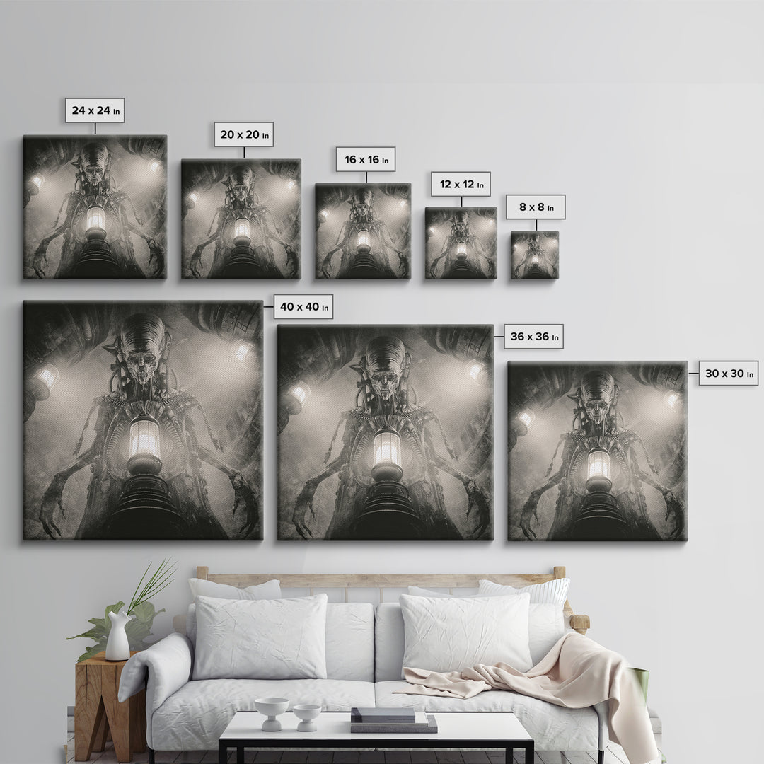 The Crossroads Spirit, Biomechanical Horror Art, Square Wall Art, Dark Fantasy Wall Art, Canvas Print, Halloween Wall Art, Gothic Home Decor
