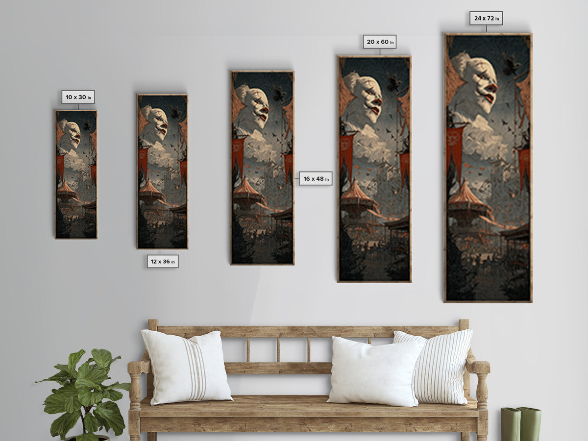 The Abandoned Carnival, Gothic Engraving Art, Tall Narrow Wall Art, Macabre Wall Art, Framed Canvas Print, Halloween Wall Art