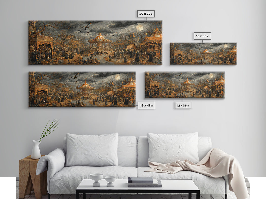 The Abandoned Carnival, Medieval Grotesque Art, Extra Wide Wall Art, Macabre Wall Art, Canvas Print, Halloween Wall Art