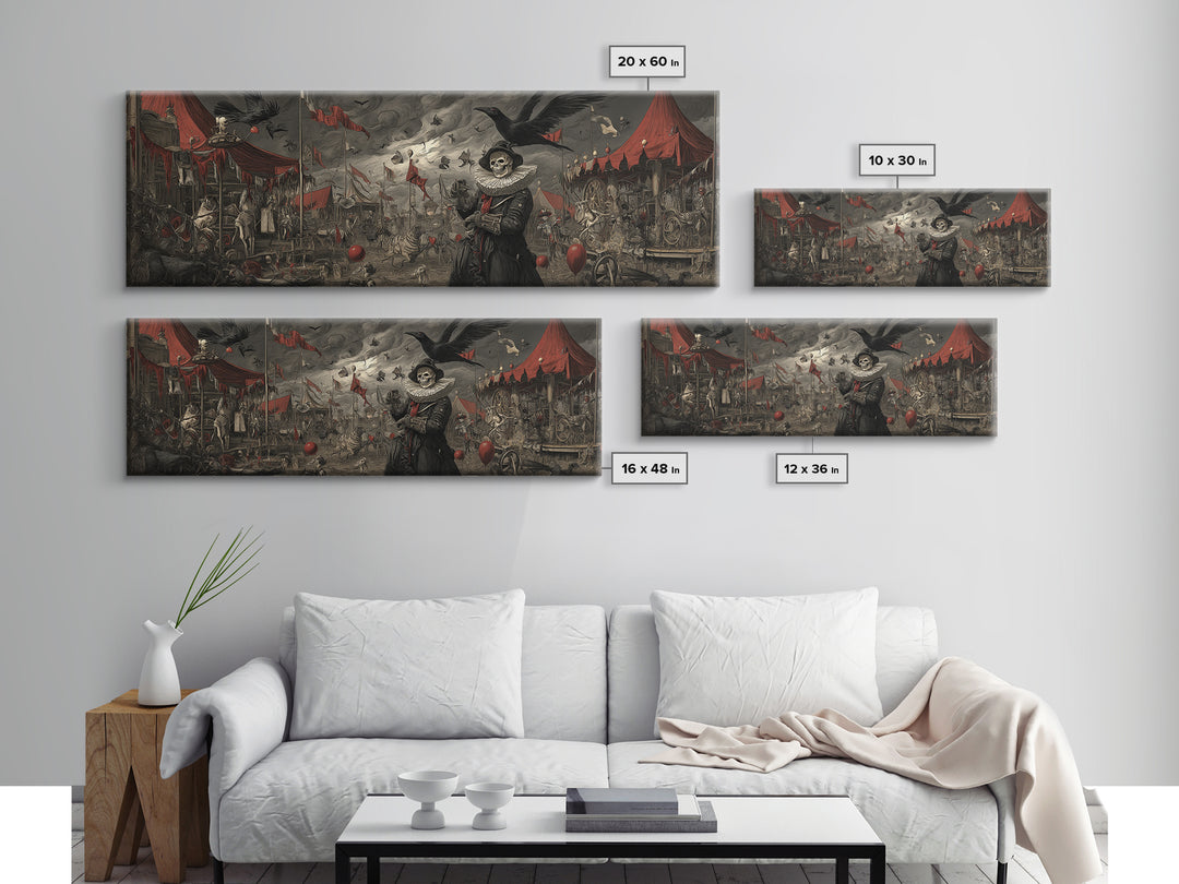 The Abandoned Carnival, Danse Macabre Art, Extra Wide Wall Art, Gothic Horror Wall Art, Canvas Print, Halloween Wall Art