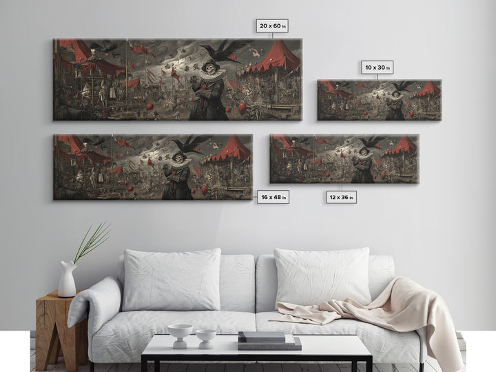 The Abandoned Carnival, Danse Macabre Art, Extra Wide Wall Art, Gothic Horror Wall Art, Canvas Print, Halloween Wall Art