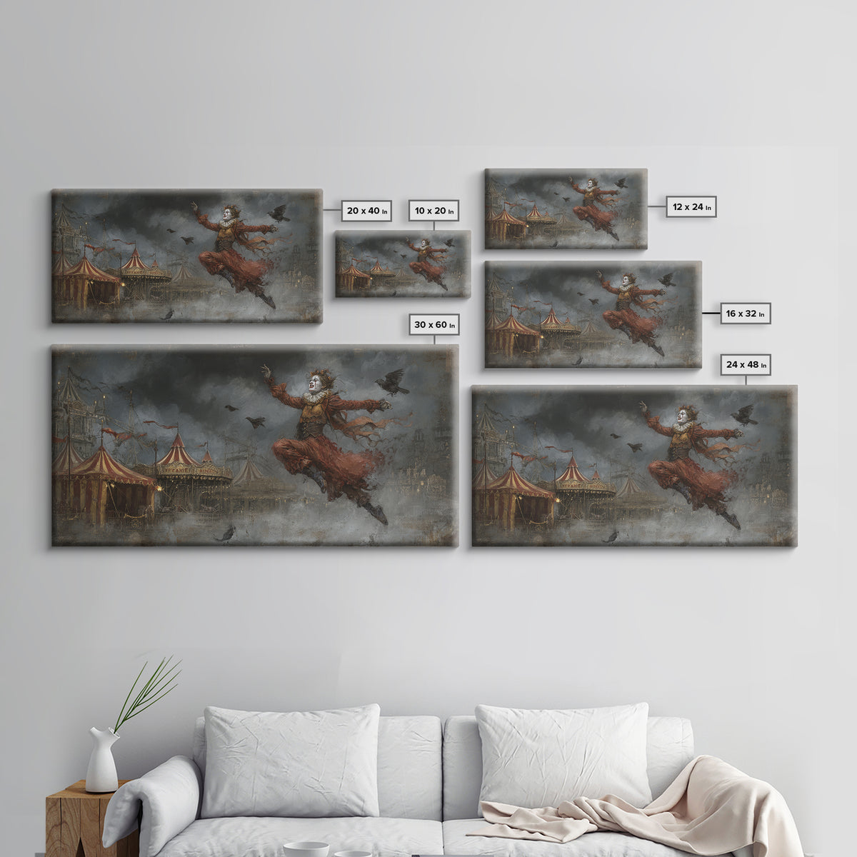 The Abandoned Carnival, Visionary Gothic Art, Wide Panoramic Art, Dark Fantasy Wall Art, Canvas Print, Halloween Wall Art