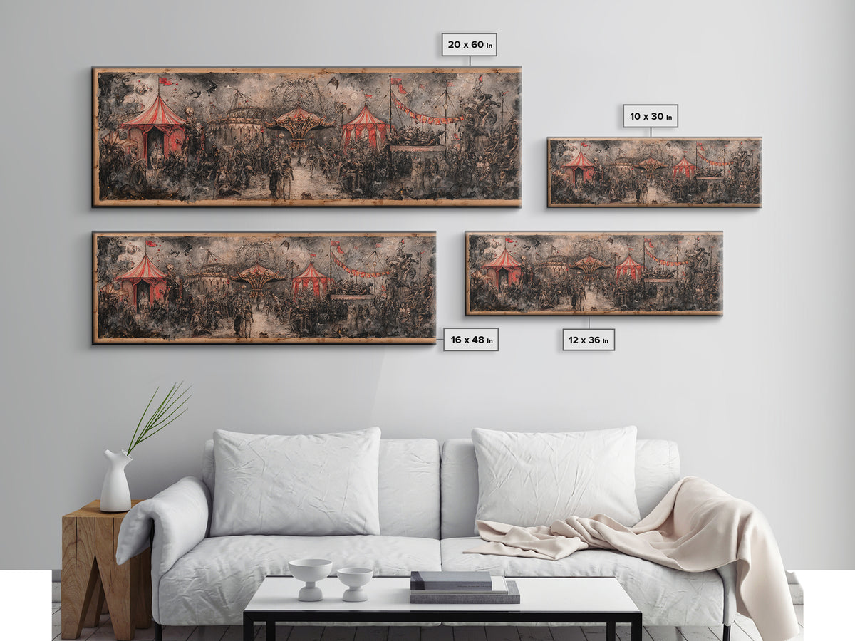 The Abandoned Carnival, Symbolist Dream Art, Extra Wide Wall Art, Gothic Horror Wall Art, Canvas Print, Halloween Wall Art