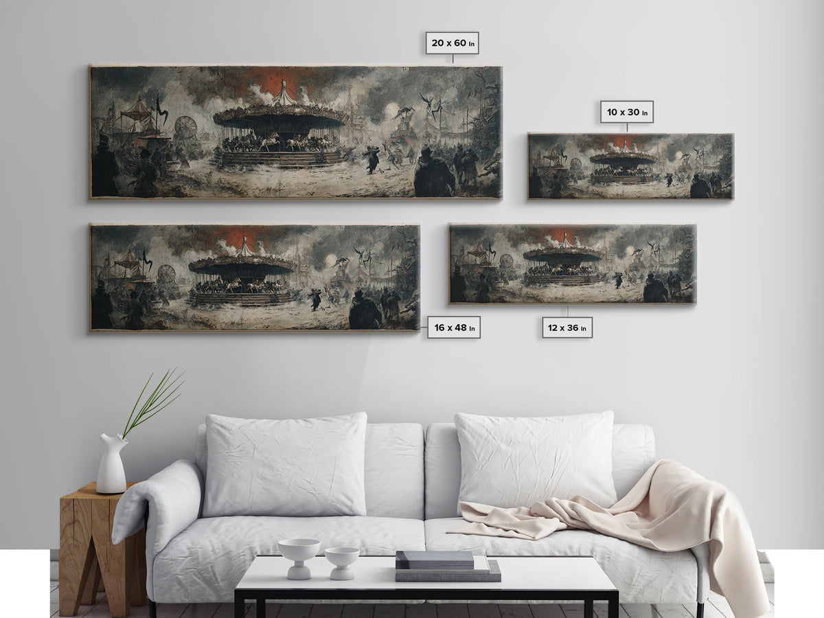 The Abandoned Carnival, Decadent Gothic Art, Extra Wide Wall Art, Dark Fantasy Wall Art, Framed Canvas Print, Halloween Wall Art
