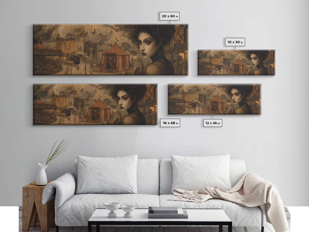 The Abandoned Carnival, Dark Symbolist Art, Extra Wide Wall Art, Dark Fantasy Wall Art, Framed Canvas Print, Halloween Wall Art