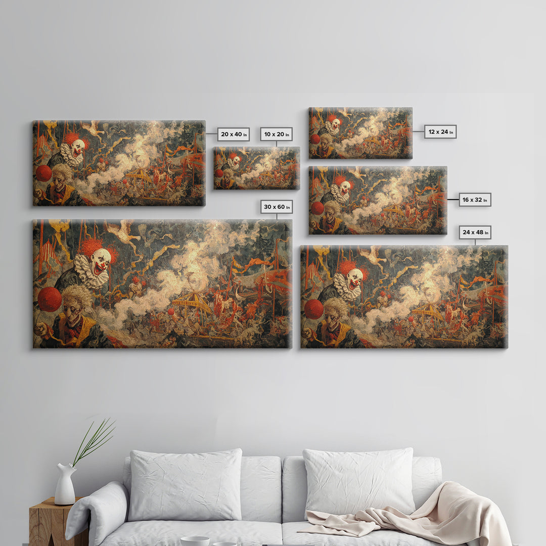 The Abandoned Carnival, Grotesque Carnival Art, Wide Panoramic Art, Dark Fantasy Wall Art, Canvas Print, Halloween Wall Art