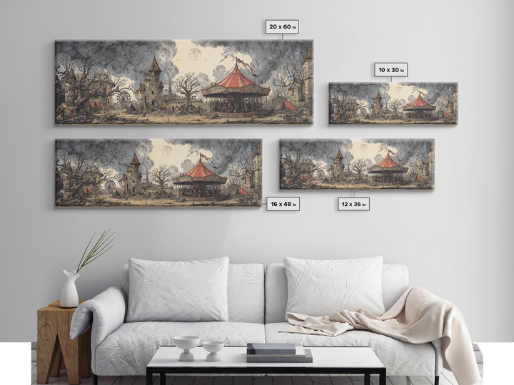 The Abandoned Carnival, Victorian Macabre Art, Extra Wide Wall Art, Dark Fantasy Wall Art, Canvas Print, Halloween Wall Art