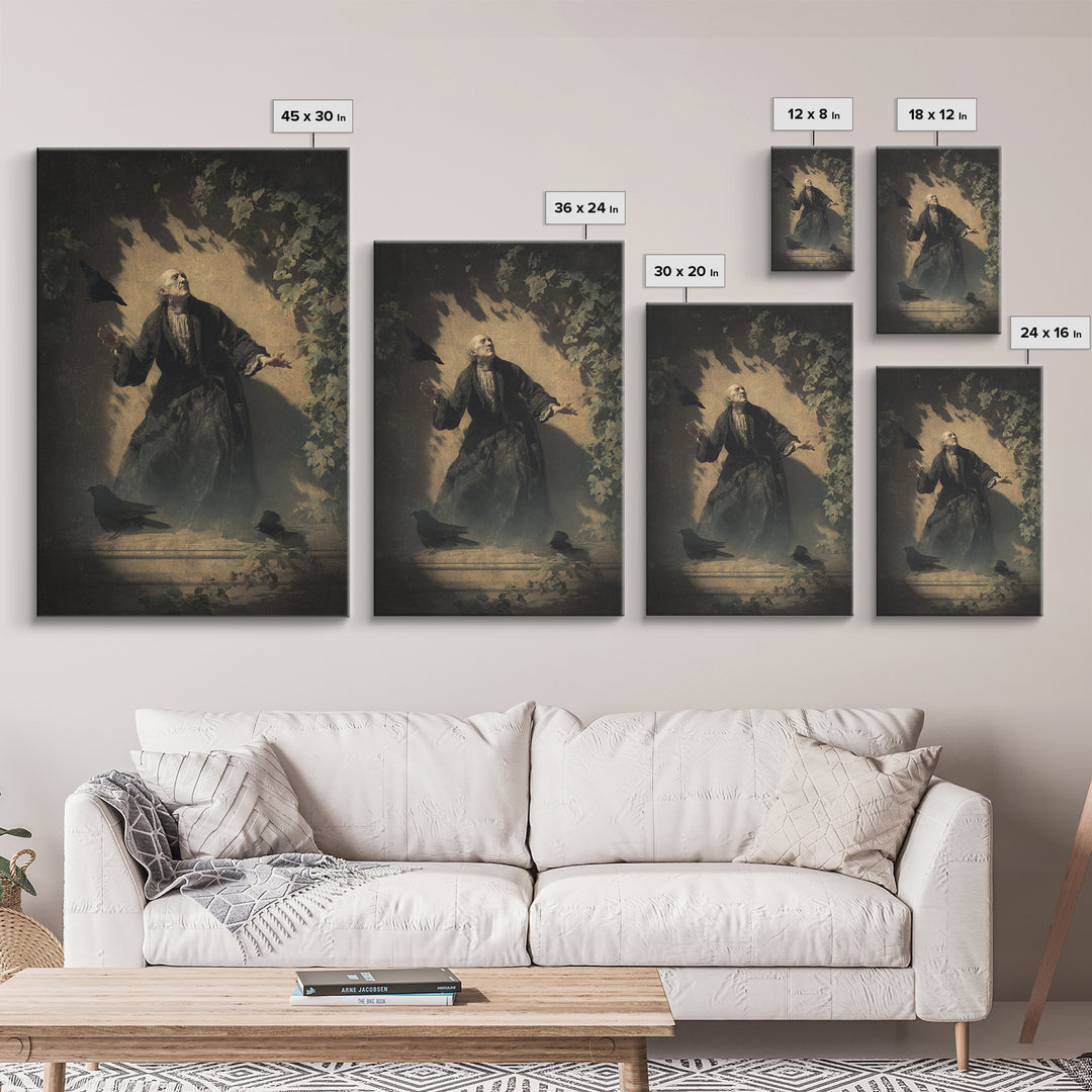 The Haunted Manor, Dark Romantic Horror Art, Vertical Wall Art, Gothic Horror Wall Art, Canvas Print, Halloween Wall Art
