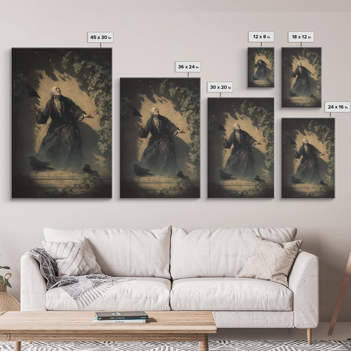The Haunted Manor, Dark Romantic Horror Art, Vertical Wall Art, Gothic Horror Wall Art, Canvas Print, Halloween Wall Art
