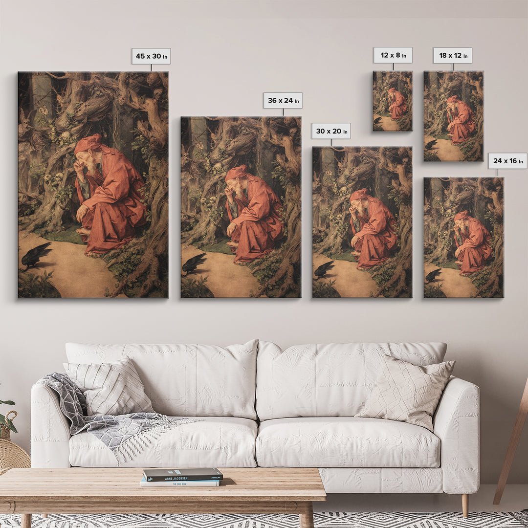 The Witch'S Forest, Dark Renaissance Art, Vertical Wall Art, Dark Halloween Decor, Framed Canvas Print, Halloween Wall Art