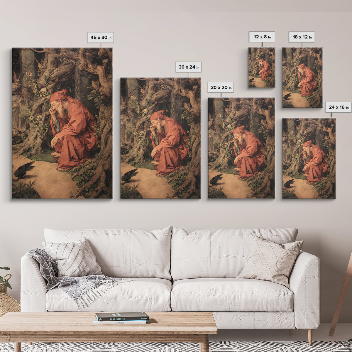 The Witch'S Forest, Dark Renaissance Art, Vertical Wall Art, Dark Halloween Decor, Framed Canvas Print, Halloween Wall Art