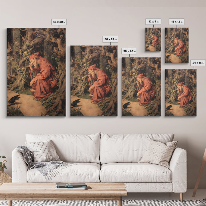 The Witch'S Forest, Dark Renaissance Art, Vertical Wall Art, Dark Halloween Decor, Framed Canvas Print, Halloween Wall Art