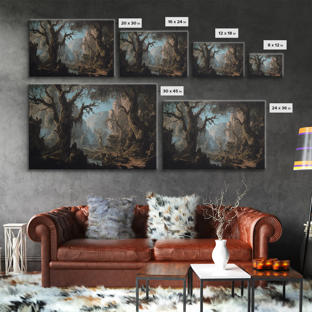 The Witch'S Forest, Baroque Witchcraft Art, Landscape Wall Art, Macabre Wall Art, Framed Canvas Print, Halloween Wall Art