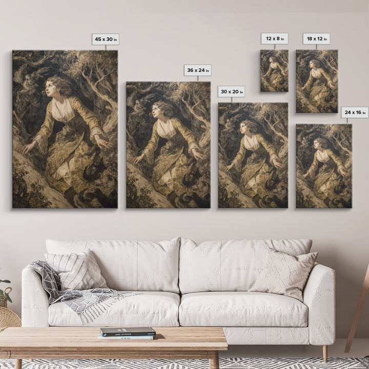 The Witch'S Forest, Dark Romantic Horror Art, Vertical Wall Art, Macabre Wall Art, Canvas Print, Halloween Wall Art, Dark Fantasy Art