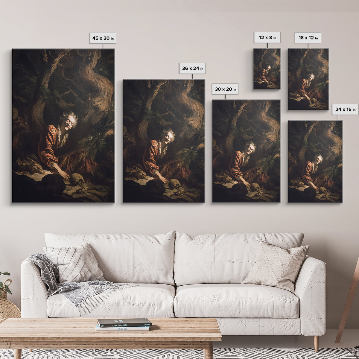 The Witch'S Forest, Gothic Nightmare Art, Vertical Wall Art, Dark Halloween Decor, Framed Canvas Print, Halloween Wall Art