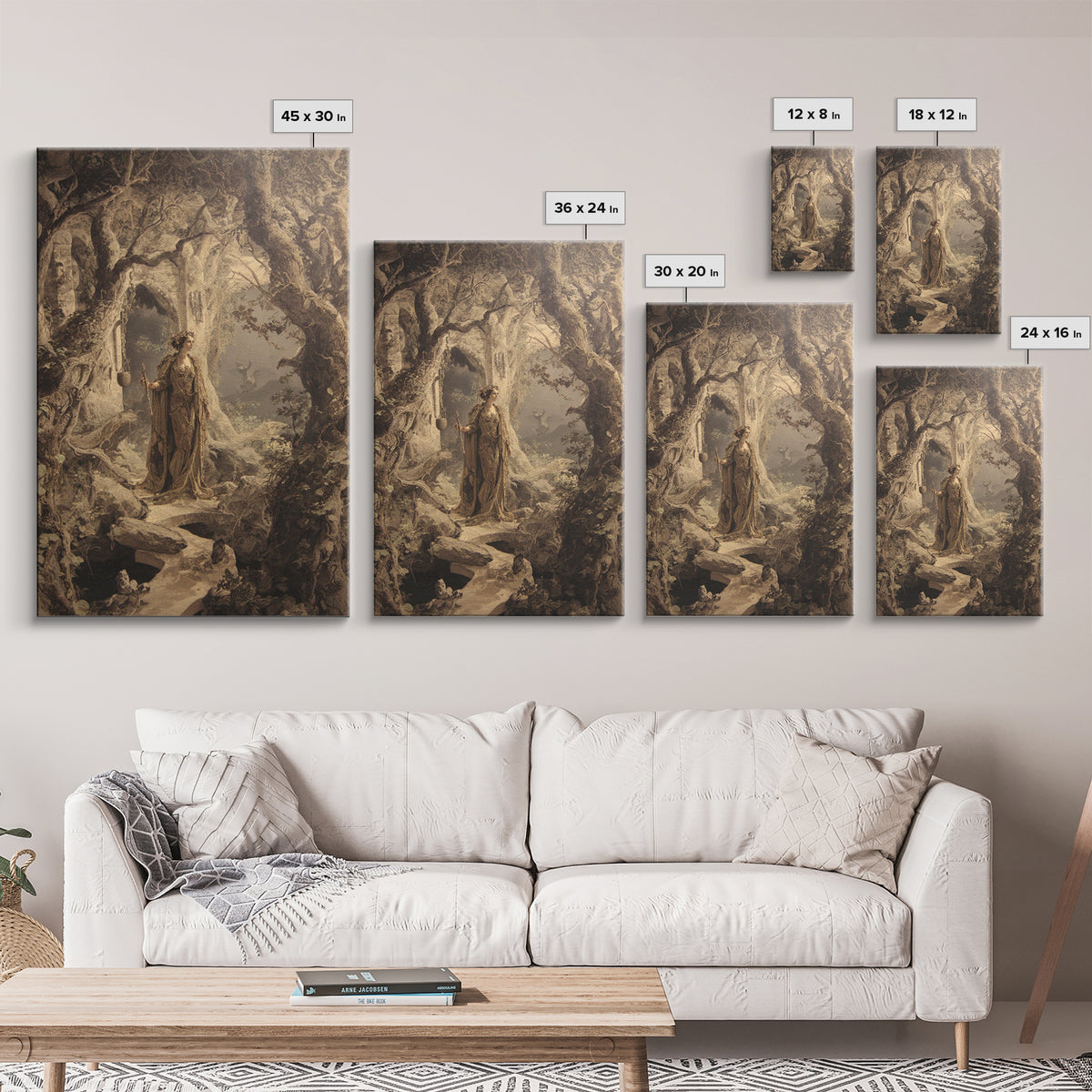 The Witch'S Forest, Ornate Symbolist Art, Vertical Wall Art, Dark Fantasy Wall Art, Framed Canvas Print, Halloween Wall Art