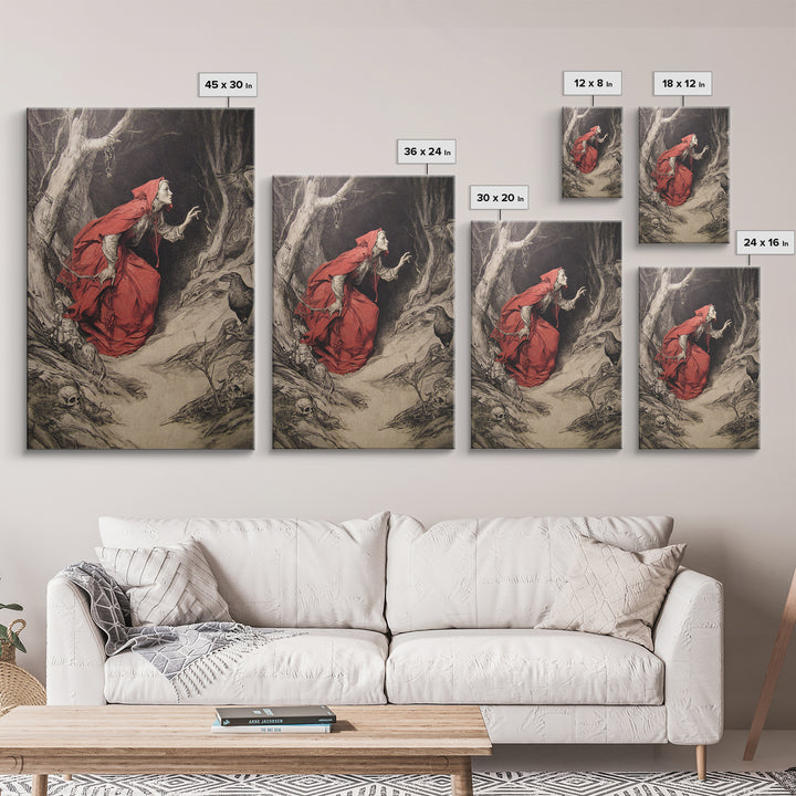 The Witch'S Forest, Decadent Gothic Art, Vertical Wall Art, Dark Fantasy Wall Art, Canvas Print, Halloween Wall Art