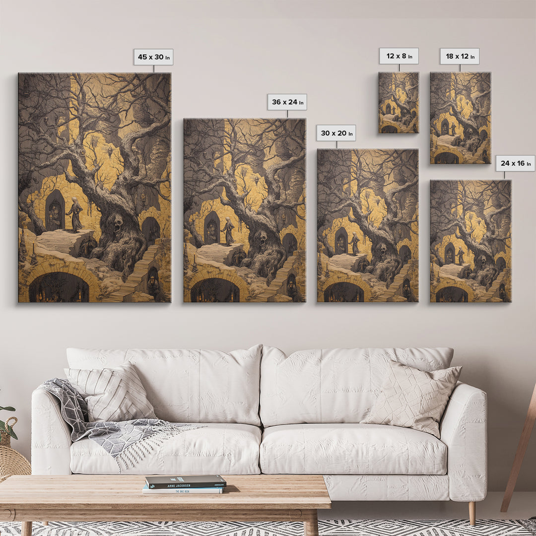 The Witch'S Forest, Victorian Macabre Art, Vertical Wall Art, Macabre Wall Art, Canvas Print, Halloween Wall Art, Gothic Home Decor