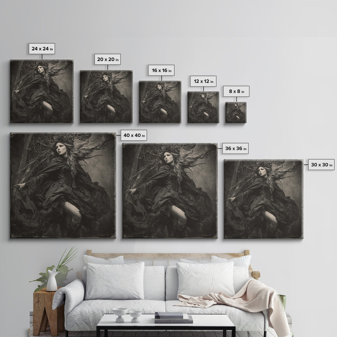 The Witch'S Forest, Biomechanical Horror Art, Square Wall Art, Dark Fantasy Wall Art, Canvas Print, Halloween Wall Art, Seasonal Home Decor
