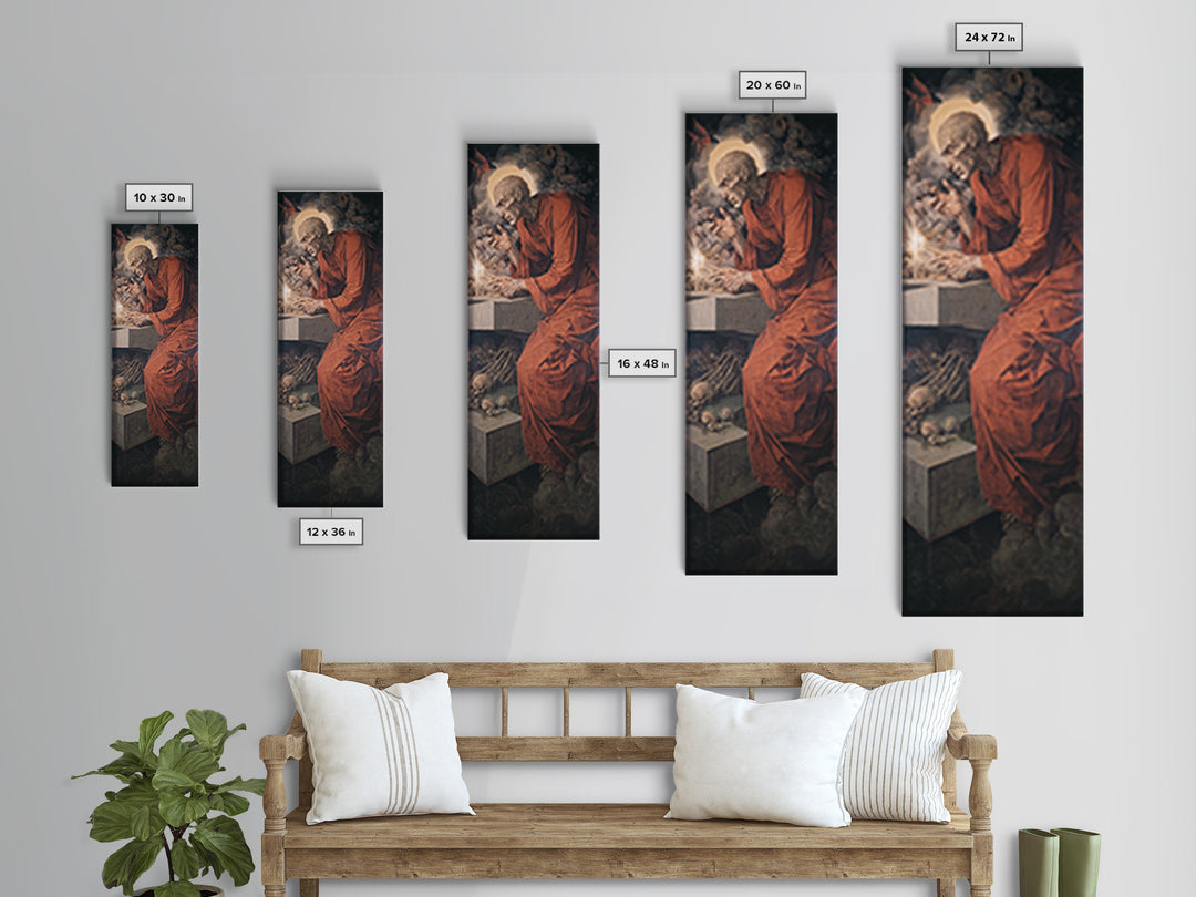 The Forgotten Crypt, Dark Renaissance Art, Tall Narrow Wall Art, Macabre Wall Art, Canvas Print, Halloween Wall Art