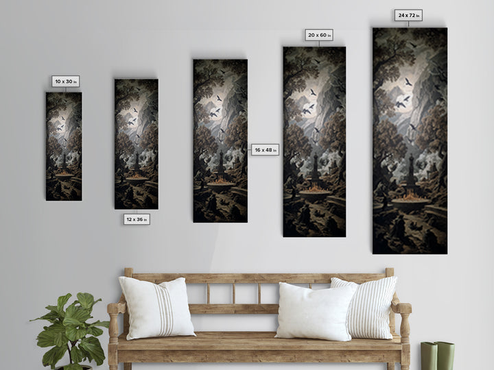 The Forgotten Crypt, Baroque Witchcraft Art, Tall Narrow Wall Art, Dark Halloween Decor, Canvas Print, Halloween Wall Art