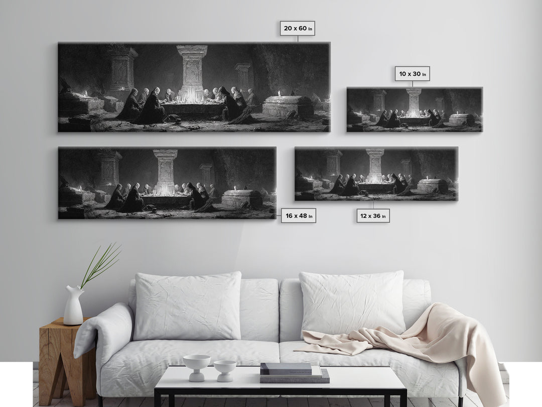 The Forgotten Crypt, Dark Romantic Horror Art, Extra Wide Wall Art, Dark Fantasy Wall Art, Canvas Print, Halloween Wall Art