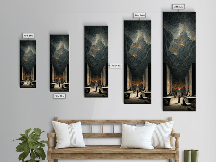 The Forgotten Crypt, Apocalyptic Romantic Art, Tall Narrow Wall Art, Macabre Wall Art, Framed Canvas Print, Halloween Wall Art