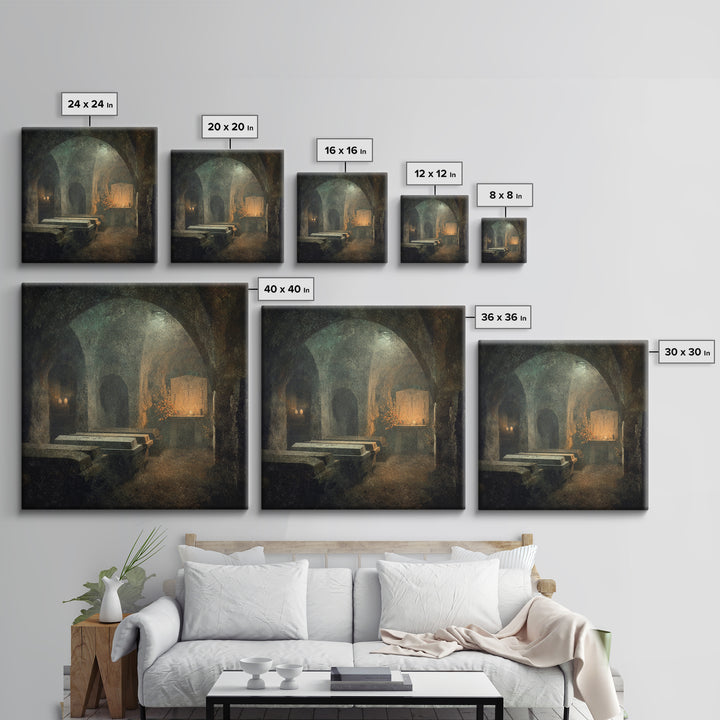 The Forgotten Crypt, Symbolist Dream Art, Square Wall Art, Macabre Wall Art, Canvas Print, Halloween Wall Art, Dark Fantasy Art